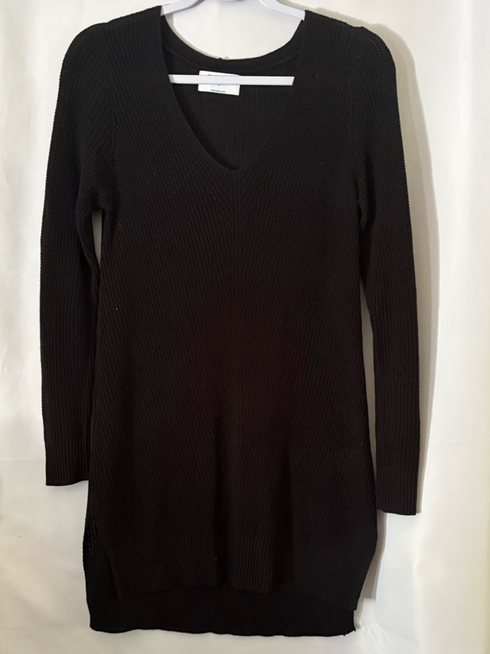 Old Navy Black Ribbed V-Neck Sweater Dress